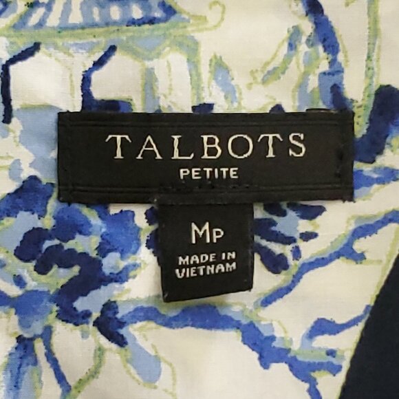 Talbots Watercolor Vases Classic Cotton Office Career Holiday Shirt Size MP - Picture 12 of 13